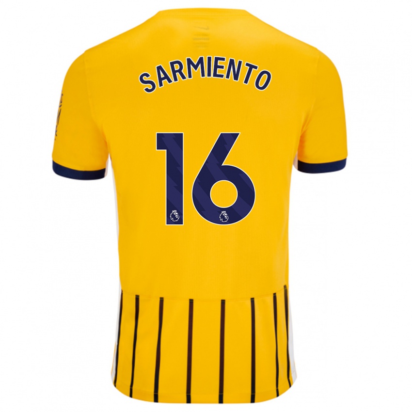 Niño Camiseta Jeremy Sarmiento #16 Dorado Azul Rayas 2ª Equipación 2024/25 La Camisa Chile