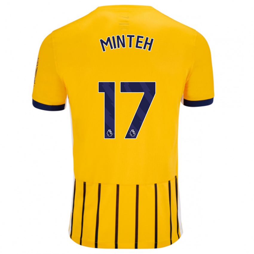 Niño Camiseta Yankuba Minteh #17 Dorado Azul Rayas 2ª Equipación 2024/25 La Camisa Chile