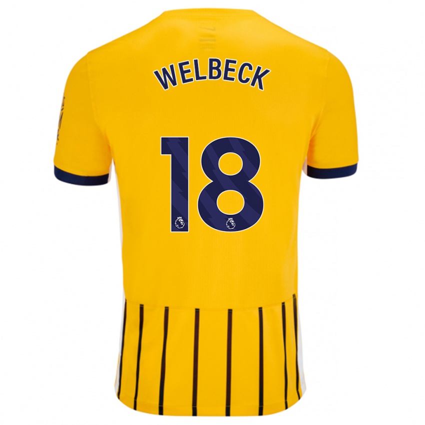 Niño Camiseta Danny Welbeck #18 Dorado Azul Rayas 2ª Equipación 2024/25 La Camisa Chile