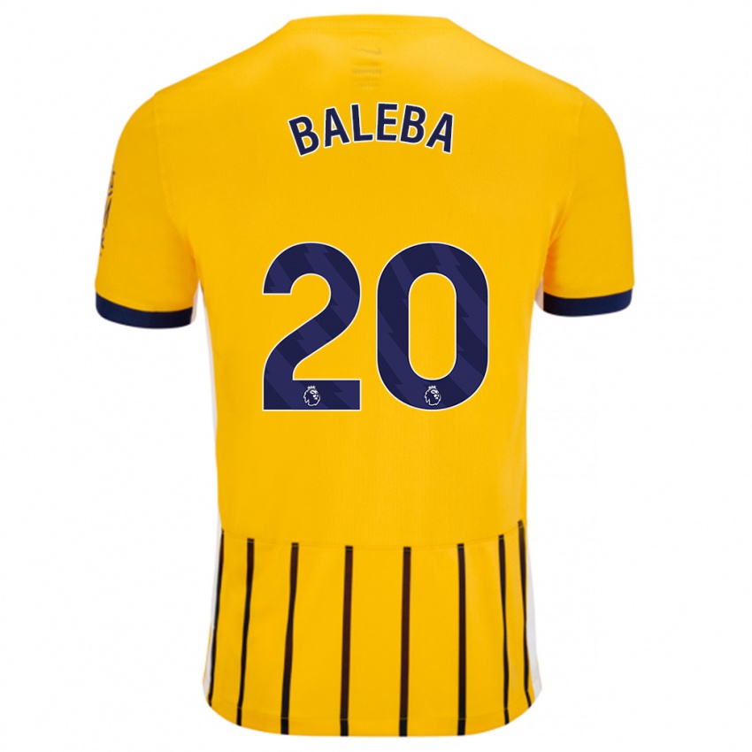 Niño Camiseta Carlos Baleba #20 Dorado Azul Rayas 2ª Equipación 2024/25 La Camisa Chile