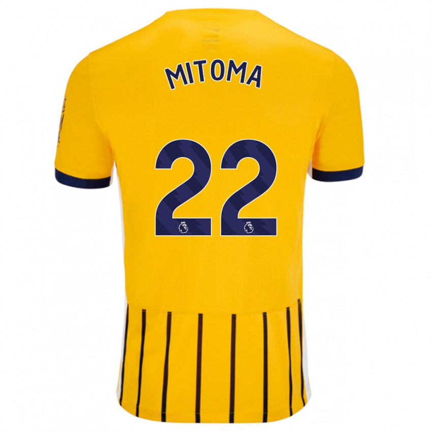 Niño Camiseta Kaoru Mitoma #22 Dorado Azul Rayas 2ª Equipación 2024/25 La Camisa Chile