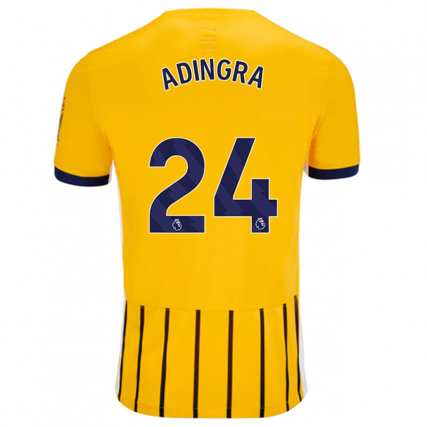 Niño Camiseta Simon Adingra #24 Dorado Azul Rayas 2ª Equipación 2024/25 La Camisa Chile