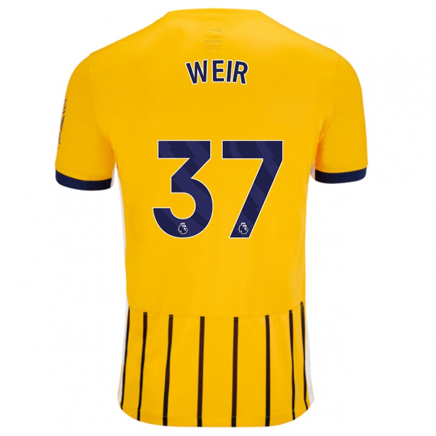 Niño Camiseta Jensen Weir #37 Dorado Azul Rayas 2ª Equipación 2024/25 La Camisa Chile