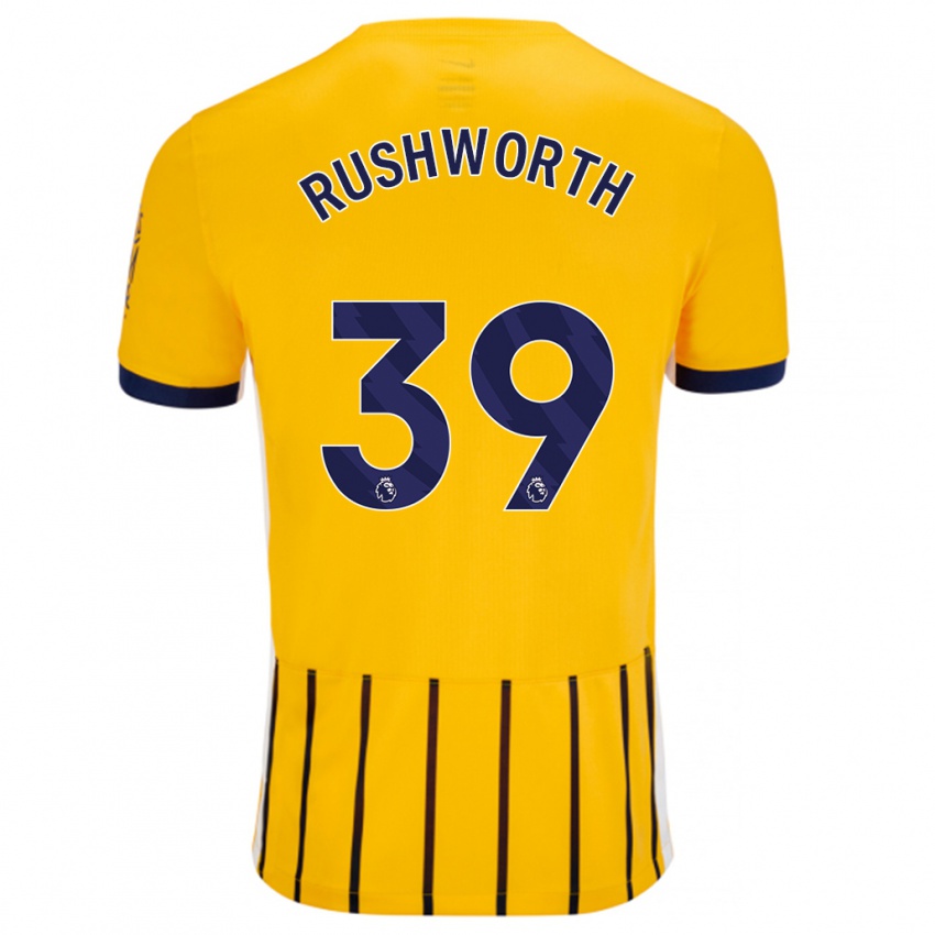 Niño Camiseta Carl Rushworth #39 Dorado Azul Rayas 2ª Equipación 2024/25 La Camisa Chile