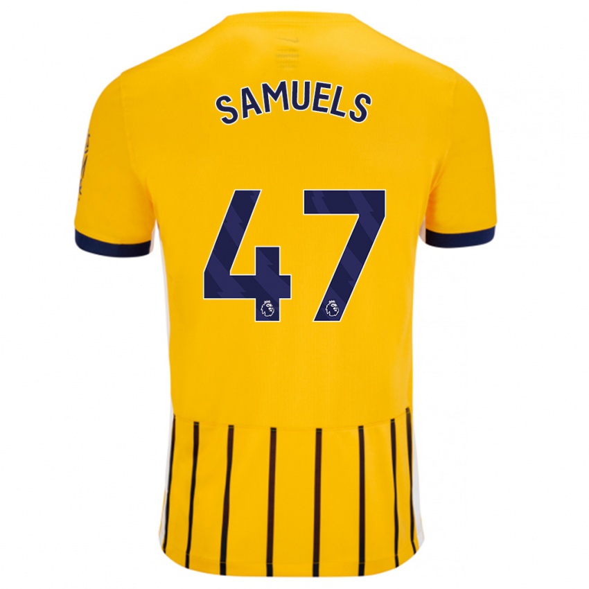 Niño Camiseta Imari Samuels #47 Dorado Azul Rayas 2ª Equipación 2024/25 La Camisa Chile