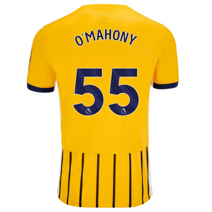 Niño Camiseta Mark O'mahony #55 Dorado Azul Rayas 2ª Equipación 2024/25 La Camisa Chile