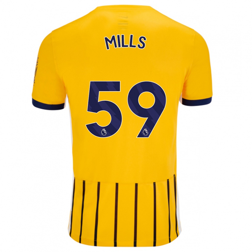 Niño Camiseta Harry Mills #59 Dorado Azul Rayas 2ª Equipación 2024/25 La Camisa Chile