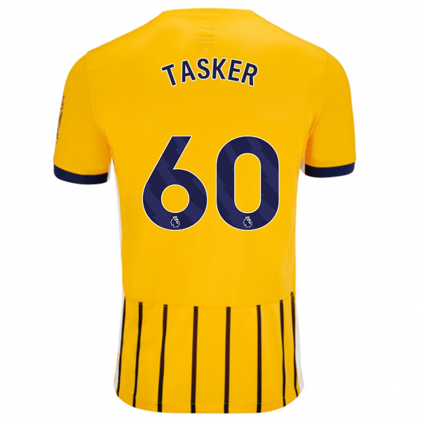 Niño Camiseta Charlie Tasker #60 Dorado Azul Rayas 2ª Equipación 2024/25 La Camisa Chile