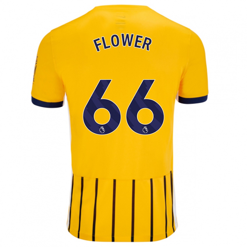 Niño Camiseta Louis Flower #66 Dorado Azul Rayas 2ª Equipación 2024/25 La Camisa Chile