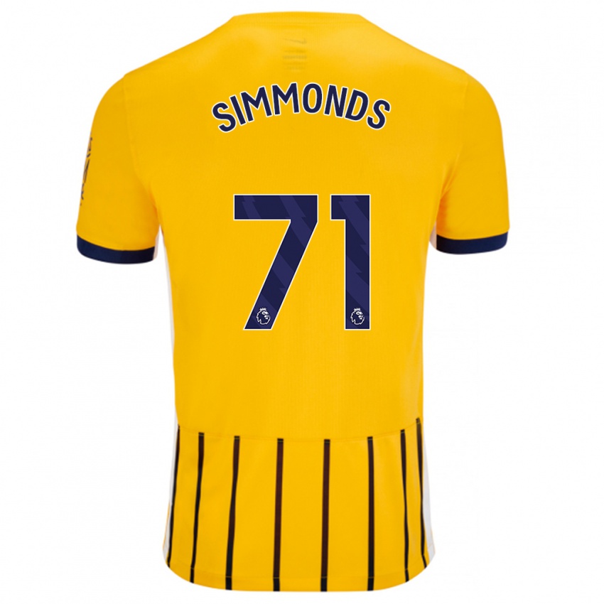 Niño Camiseta Freddie Simmonds #71 Dorado Azul Rayas 2ª Equipación 2024/25 La Camisa Chile