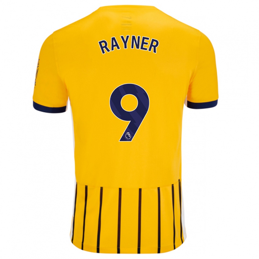 Niño Camiseta Rebecca Rayner #9 Dorado Azul Rayas 2ª Equipación 2024/25 La Camisa Chile