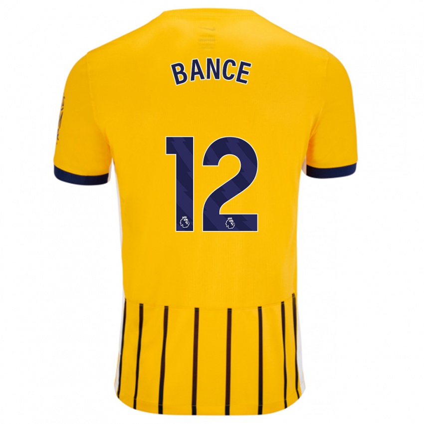 Niño Camiseta Libby Bance #12 Dorado Azul Rayas 2ª Equipación 2024/25 La Camisa Chile