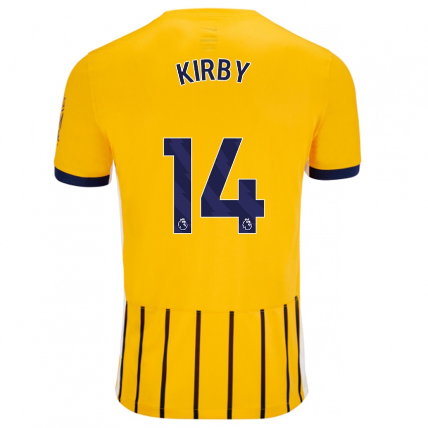 Niño Camiseta Fran Kirby #14 Dorado Azul Rayas 2ª Equipación 2024/25 La Camisa Chile