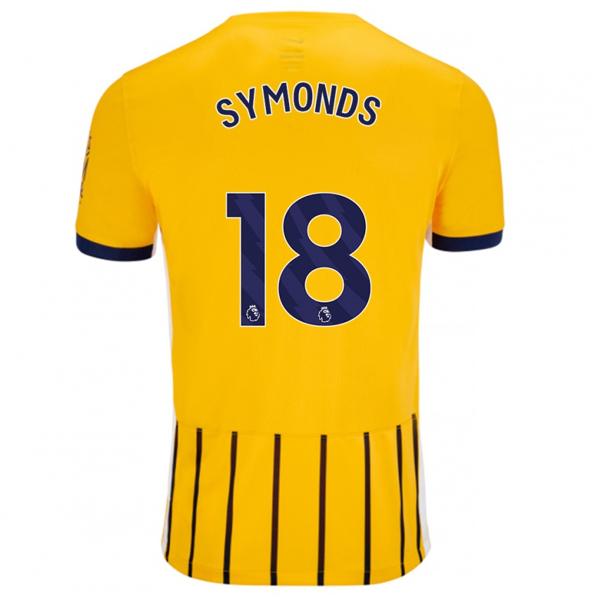 Niño Camiseta Maisie Symonds #18 Dorado Azul Rayas 2ª Equipación 2024/25 La Camisa Chile