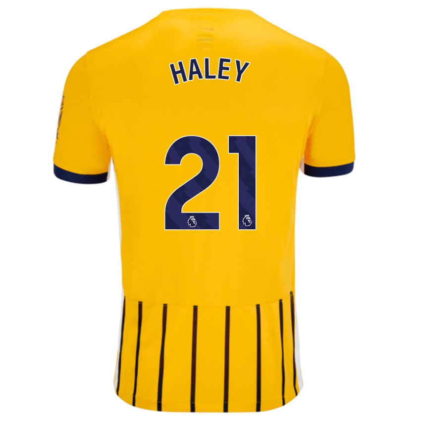 Niño Camiseta Madison Haley #21 Dorado Azul Rayas 2ª Equipación 2024/25 La Camisa Chile