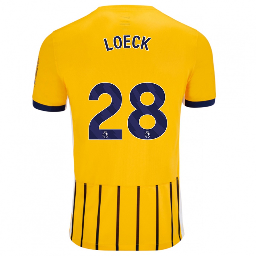 Niño Camiseta Melina Loeck #28 Dorado Azul Rayas 2ª Equipación 2024/25 La Camisa Chile