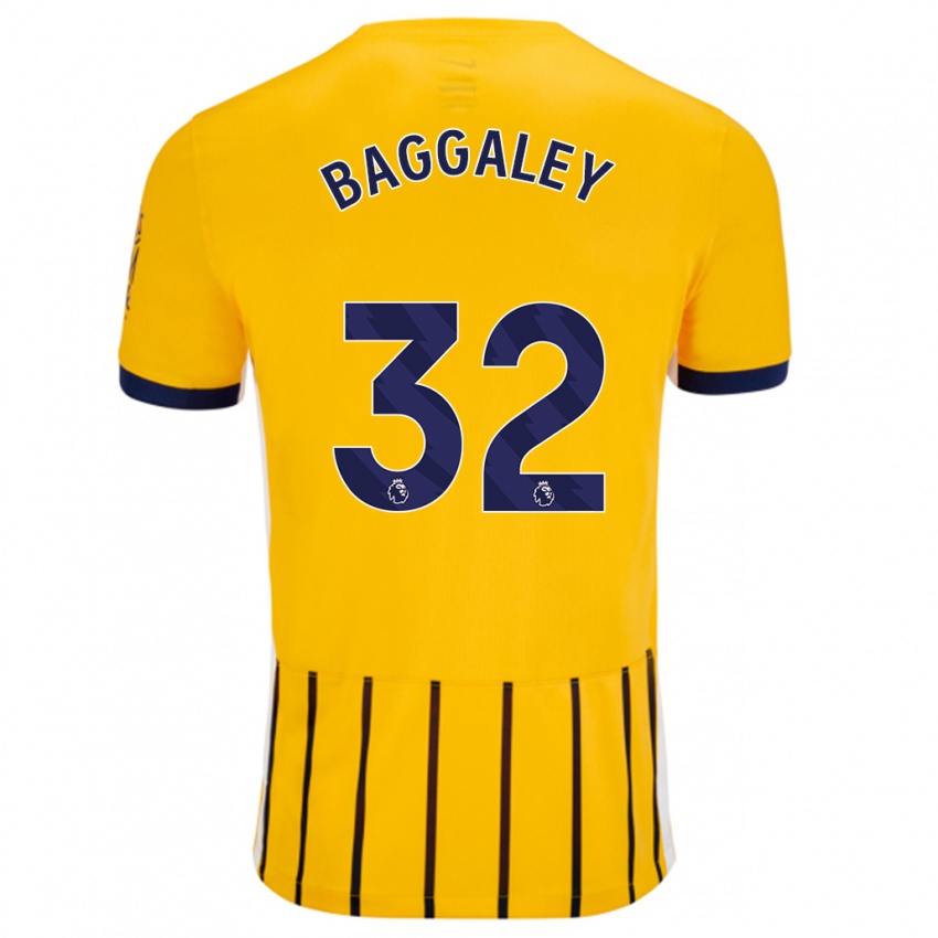 Niño Camiseta Sophie Baggaley #32 Dorado Azul Rayas 2ª Equipación 2024/25 La Camisa Chile