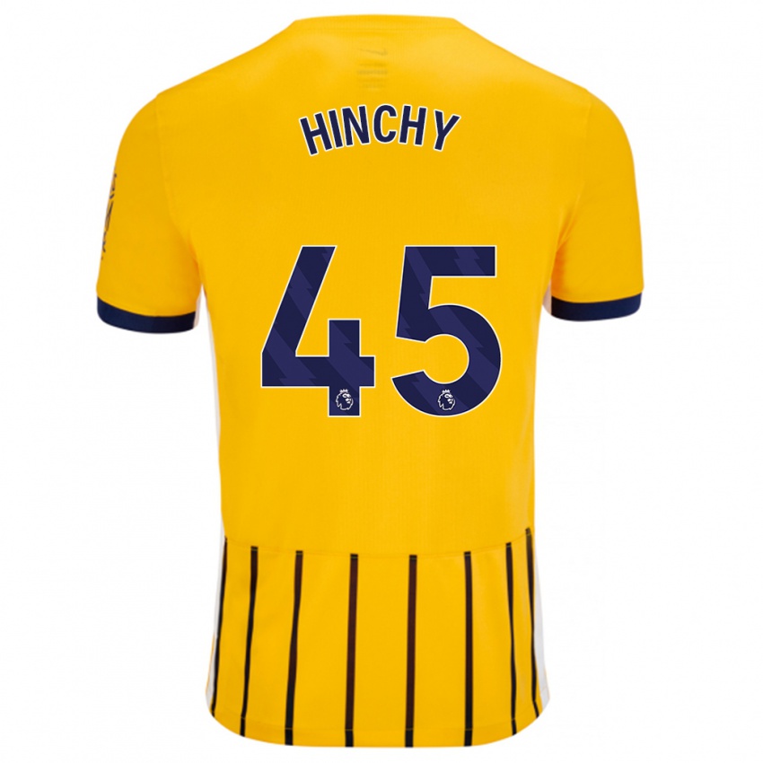 Niño Camiseta Jack Hinchy #45 Dorado Azul Rayas 2ª Equipación 2024/25 La Camisa Chile