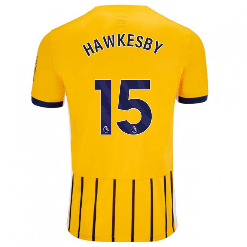 Niño Camiseta Mackenzie Hawkesby #15 Dorado Azul Rayas 2ª Equipación 2024/25 La Camisa Chile