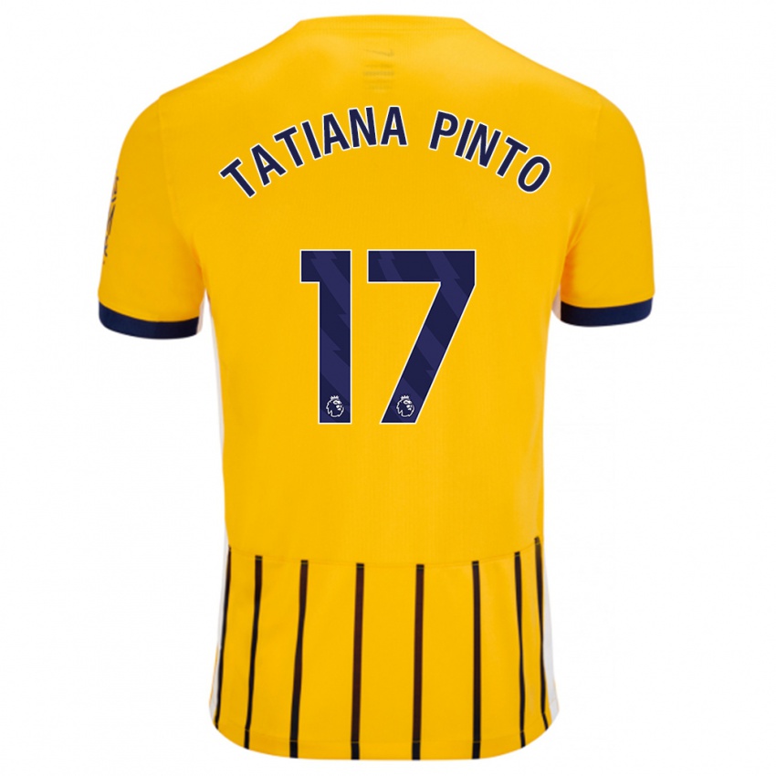 Niño Camiseta Tatiana Vanessa Ferreira Pinto #17 Dorado Azul Rayas 2ª Equipación 2024/25 La Camisa Chile