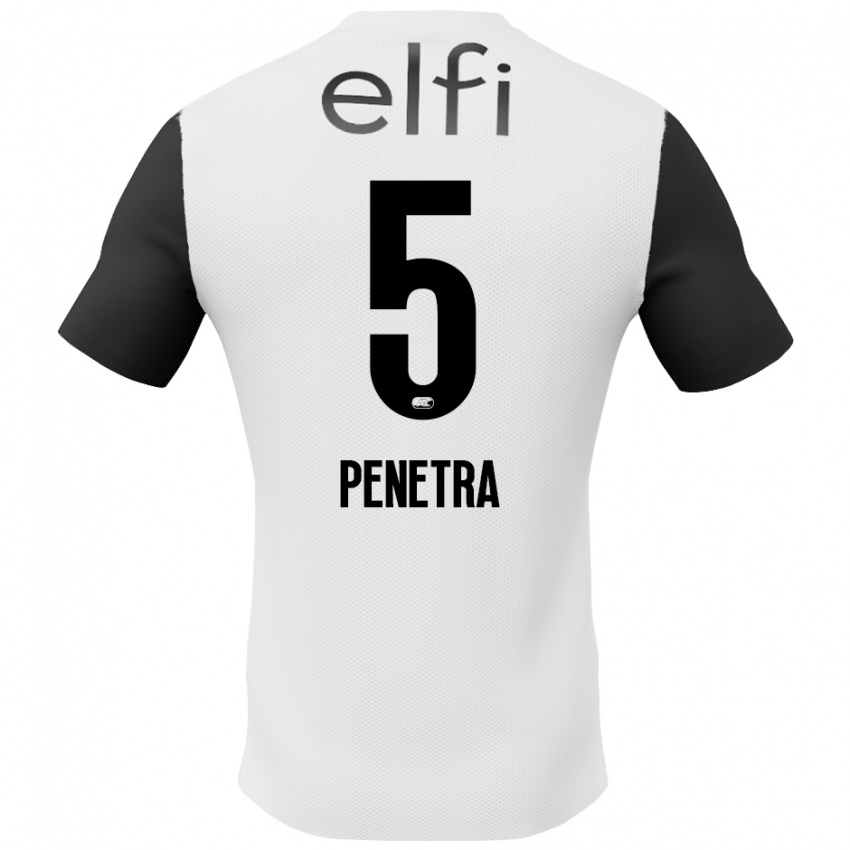 Niño Camiseta Alexandre Penetra #5 Blanco Negro 2ª Equipación 2024/25 La Camisa Chile