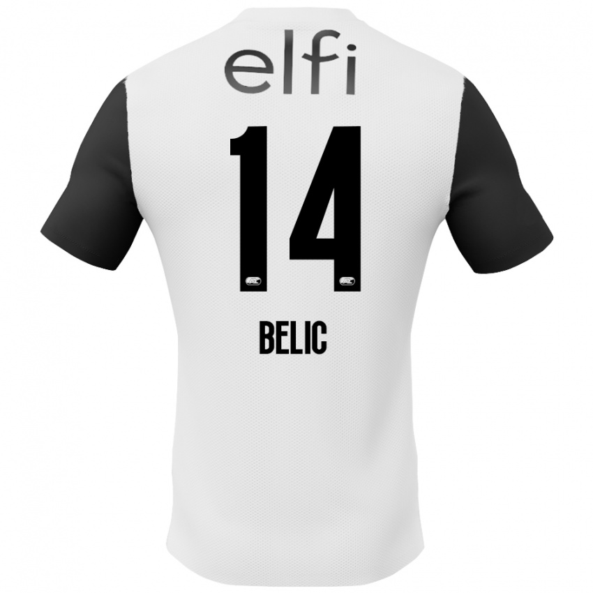 Niño Camiseta Kristijan Belic #14 Blanco Negro 2ª Equipación 2024/25 La Camisa Chile