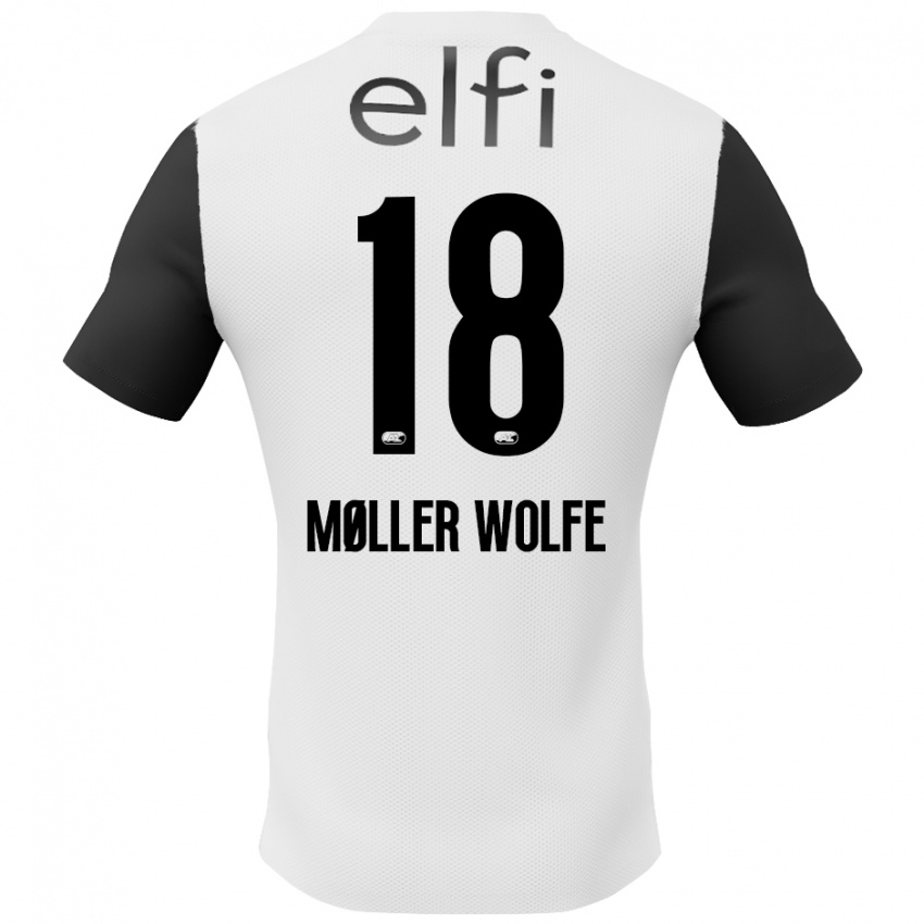 Niño Camiseta David Møller Wolfe #18 Blanco Negro 2ª Equipación 2024/25 La Camisa Chile