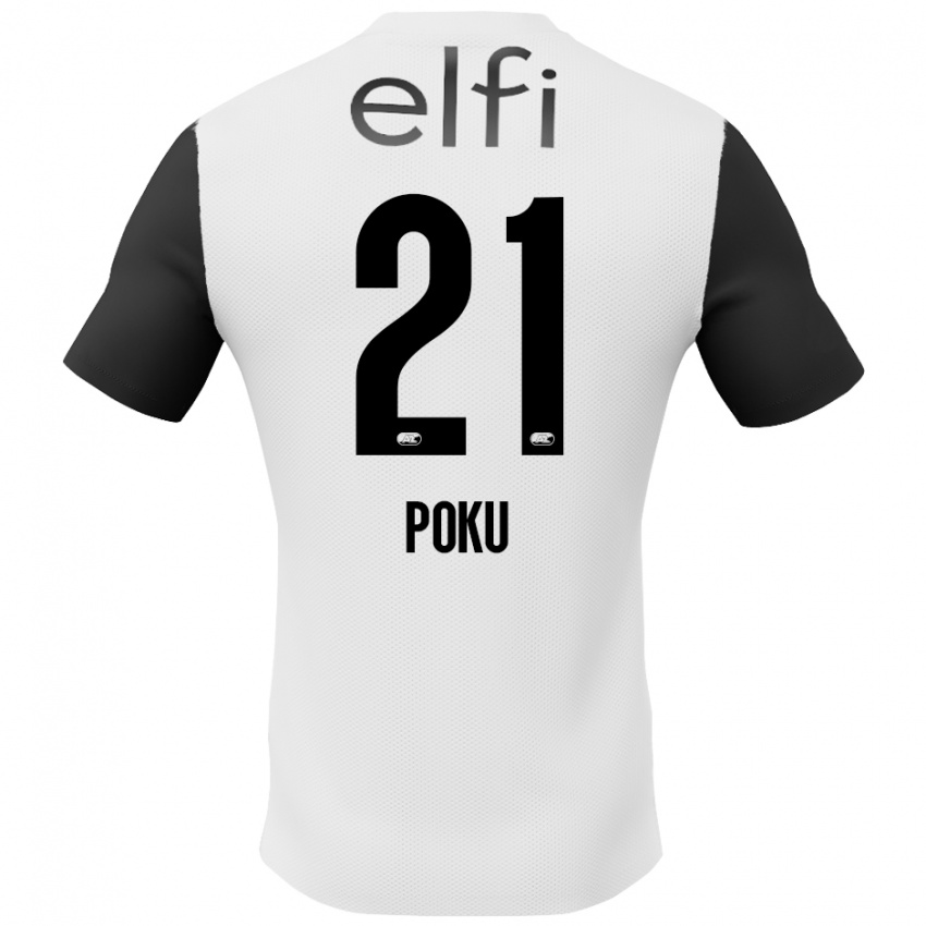 Niño Camiseta Ernest Poku #21 Blanco Negro 2ª Equipación 2024/25 La Camisa Chile