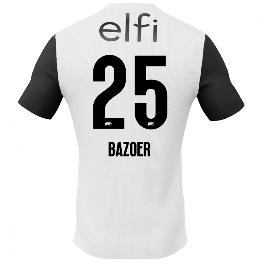 Niño Camiseta Riechedly Bazoer #25 Blanco Negro 2ª Equipación 2024/25 La Camisa Chile