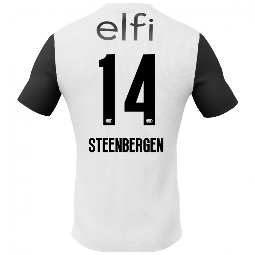 Niño Camiseta Thom Steenbergen #14 Blanco Negro 2ª Equipación 2024/25 La Camisa Chile