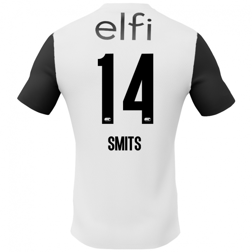 Niño Camiseta Anthony Smits #14 Blanco Negro 2ª Equipación 2024/25 La Camisa Chile