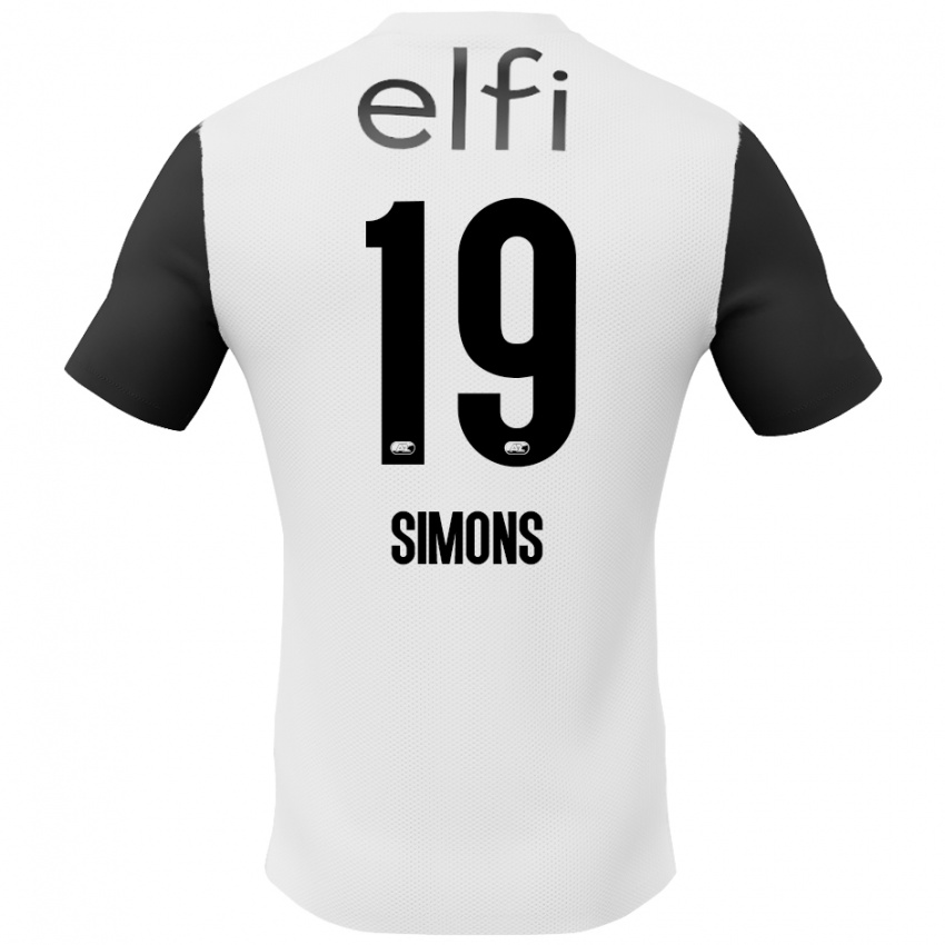 Niño Camiseta Saviola Simons #19 Blanco Negro 2ª Equipación 2024/25 La Camisa Chile