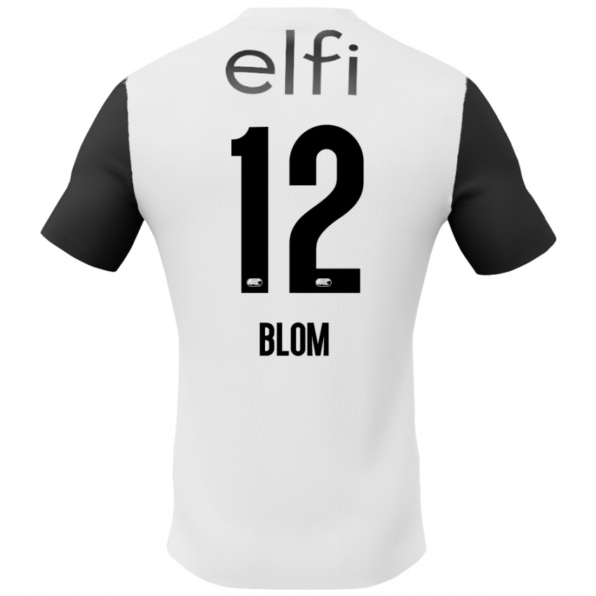 Niño Camiseta Robin Blom #12 Blanco Negro 2ª Equipación 2024/25 La Camisa Chile