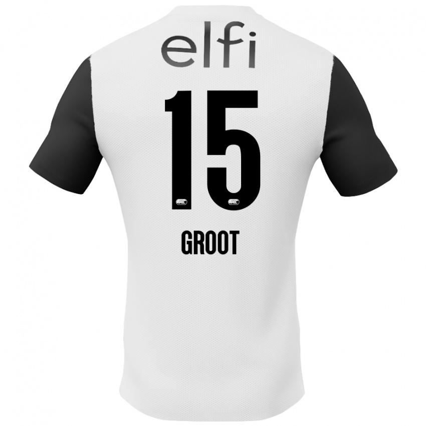 Niño Camiseta Pleun Groot #15 Blanco Negro 2ª Equipación 2024/25 La Camisa Chile