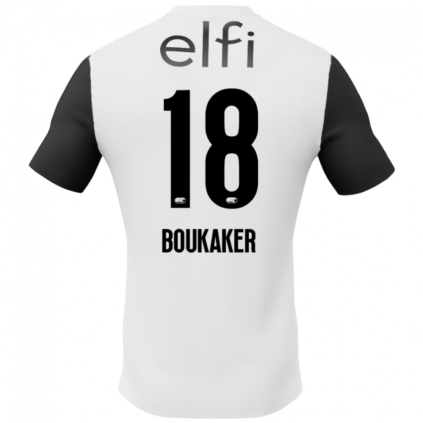 Niño Camiseta Romaissa Boukaker #18 Blanco Negro 2ª Equipación 2024/25 La Camisa Chile