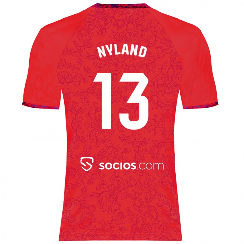 Niño Camiseta Ørjan Nyland #13 Rojo 2ª Equipación 2024/25 La Camisa Chile