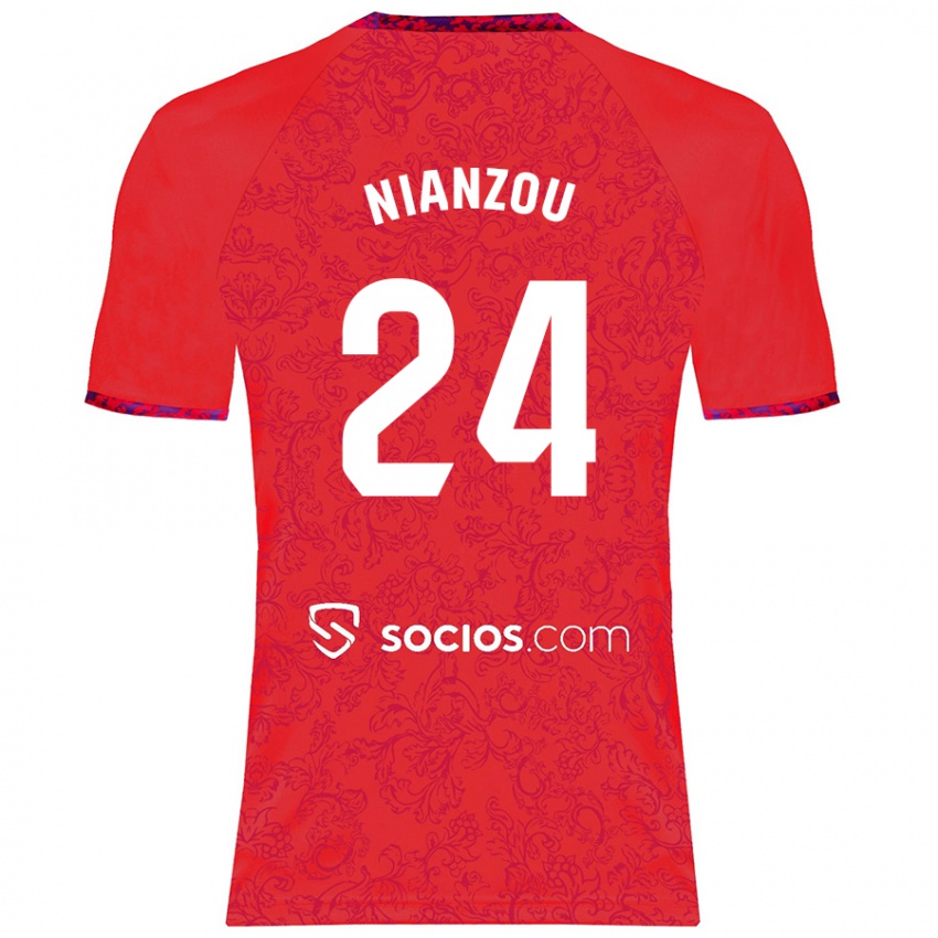 Niño Camiseta Tanguy Nianzou #24 Rojo 2ª Equipación 2024/25 La Camisa Chile