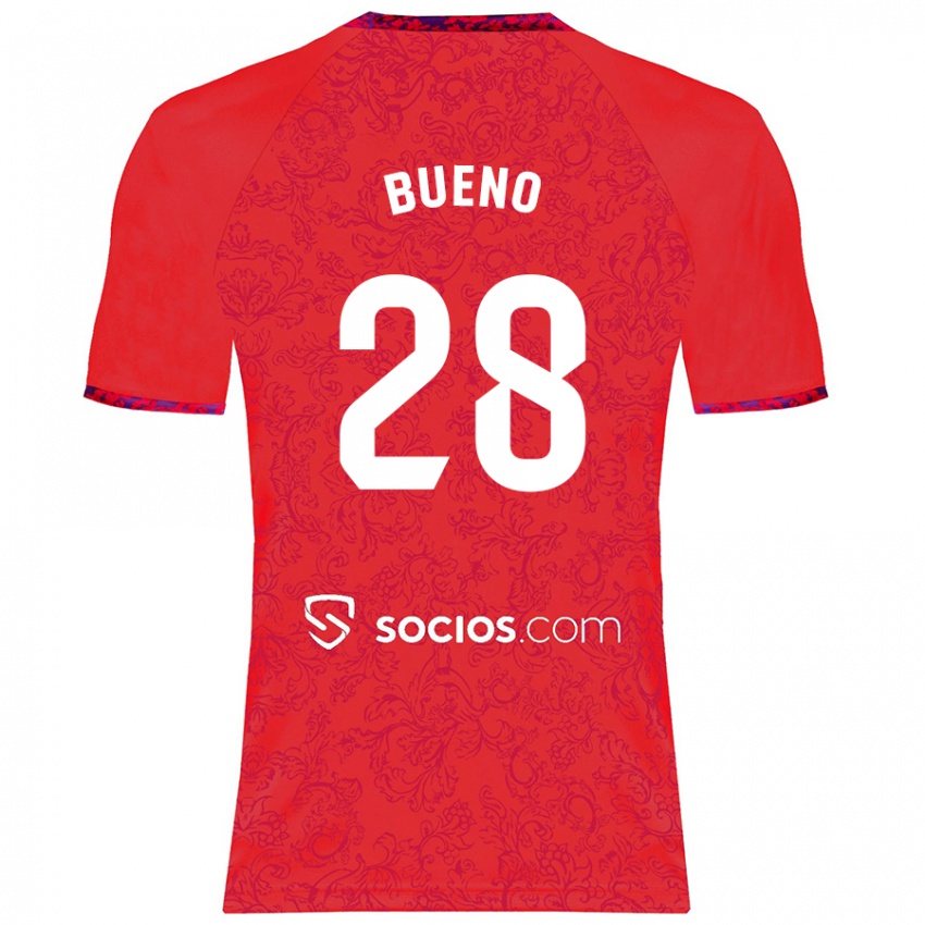 Niño Camiseta Manu Bueno #28 Rojo 2ª Equipación 2024/25 La Camisa Chile