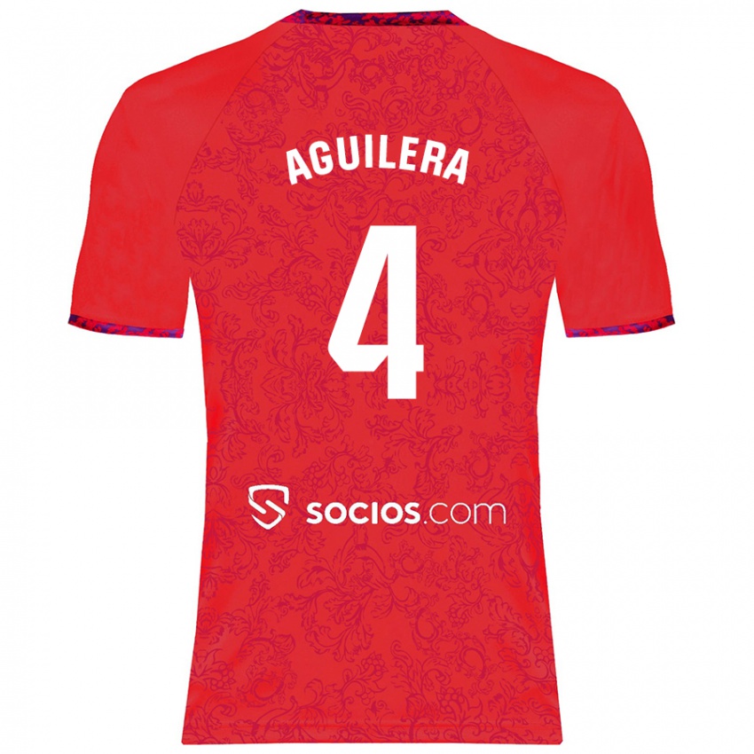 Niño Camiseta Juanan Aguilera #4 Rojo 2ª Equipación 2024/25 La Camisa Chile