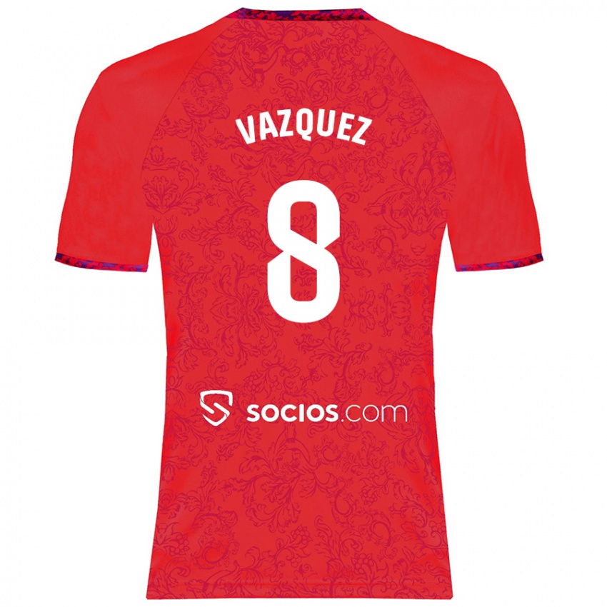 Niño Camiseta Manolo Vázquez #8 Rojo 2ª Equipación 2024/25 La Camisa Chile