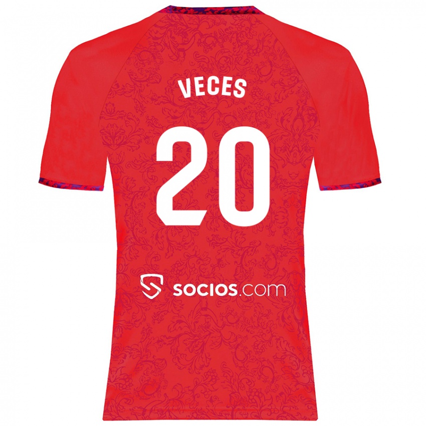 Niño Camiseta Sergio Veces #20 Rojo 2ª Equipación 2024/25 La Camisa Chile