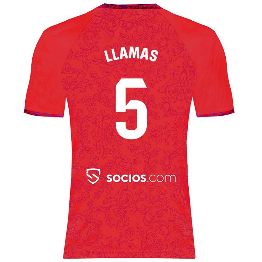 Niño Camiseta Eva Llamas Hernández #5 Rojo 2ª Equipación 2024/25 La Camisa Chile