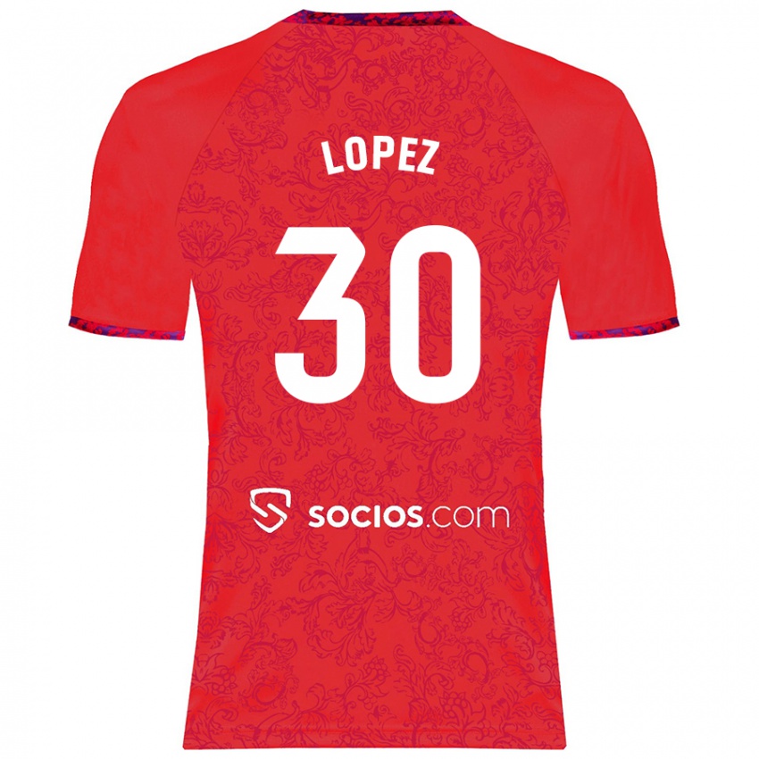 Niño Camiseta Alba López #30 Rojo 2ª Equipación 2024/25 La Camisa Chile