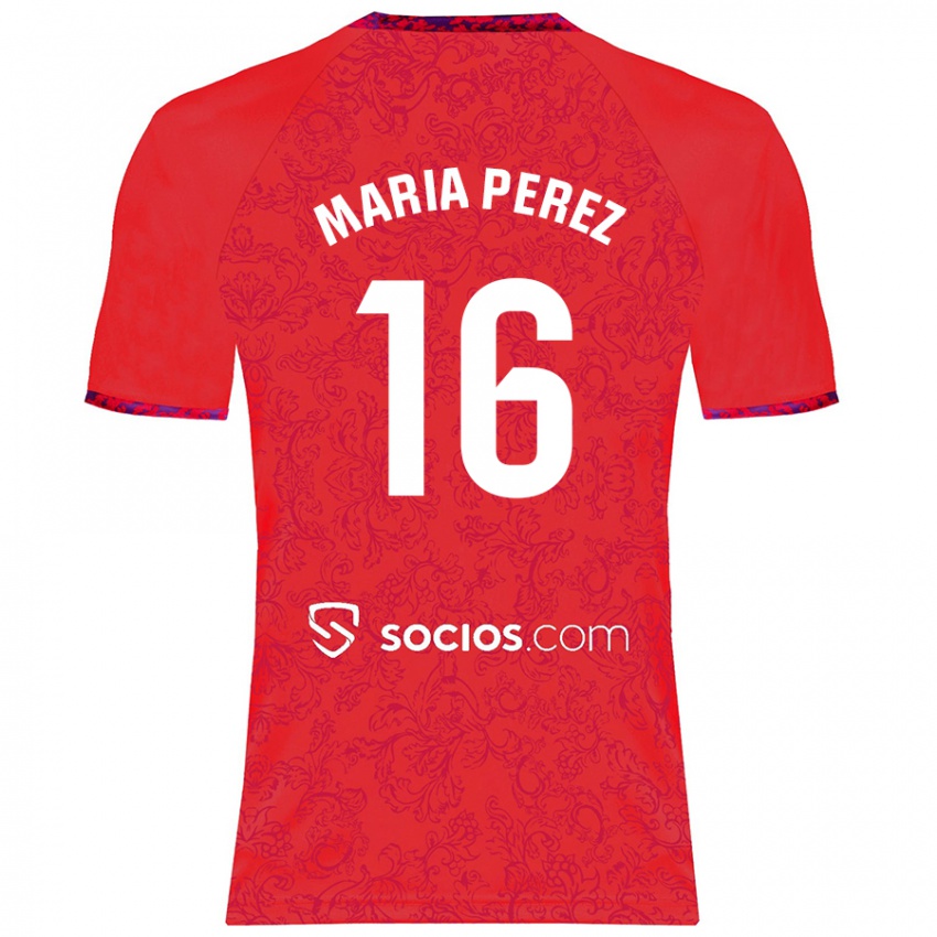 Niño Camiseta María Pérez Rabaza #16 Rojo 2ª Equipación 2024/25 La Camisa Chile