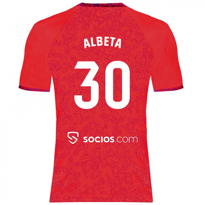 Niño Camiseta Alba María López Montiel #30 Rojo 2ª Equipación 2024/25 La Camisa Chile