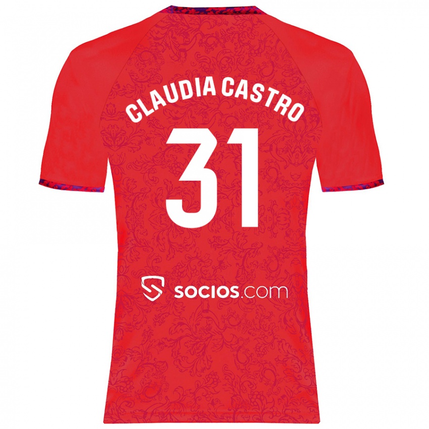 Niño Camiseta Claudia Castro Romero #31 Rojo 2ª Equipación 2024/25 La Camisa Chile