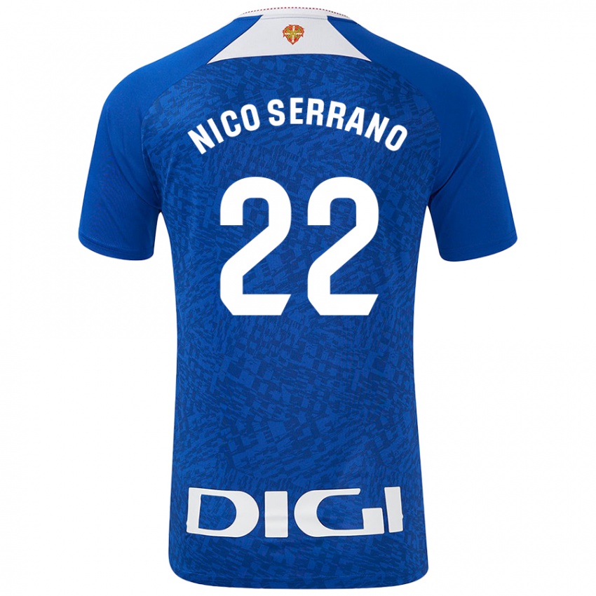 Niño Camiseta Nico Serrano #22 Azul Real 2ª Equipación 2024/25 La Camisa Chile