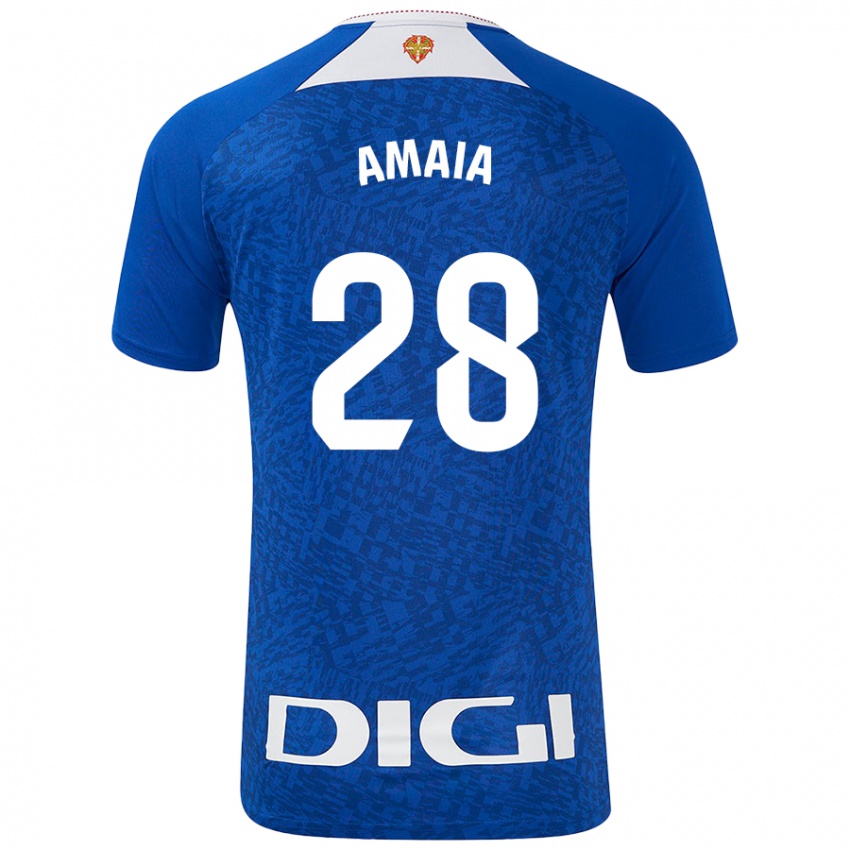 Niño Camiseta Amaia Martinez De La Peña #28 Azul Real 2ª Equipación 2024/25 La Camisa Chile