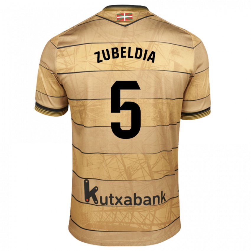 Niño Camiseta Igor Zubeldia #5 Marrón 2ª Equipación 2024/25 La Camisa Chile