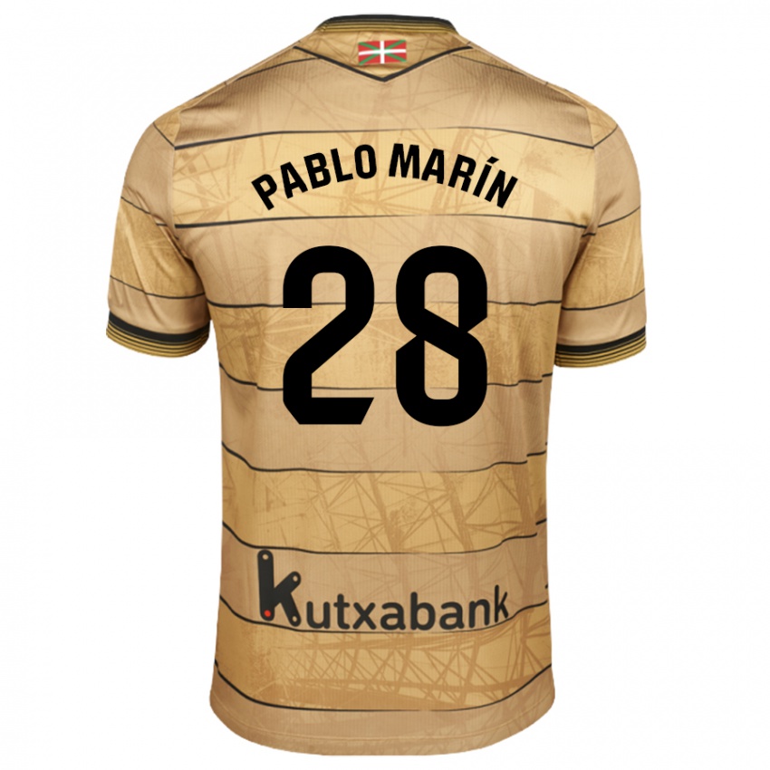 Niño Camiseta Pablo Marín #28 Marrón 2ª Equipación 2024/25 La Camisa Chile